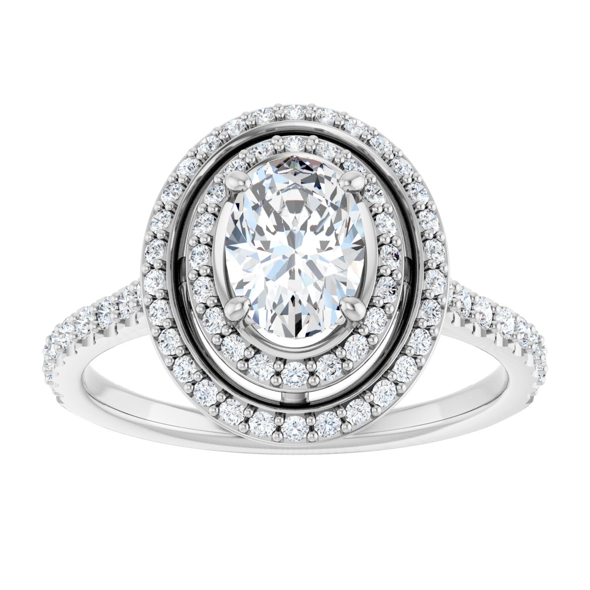 Oval Double Halo-Style Engagement Ring Semi-Mount - gallery - Series 121992