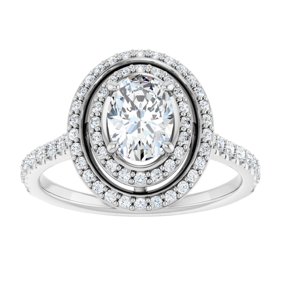 Oval Double Halo-Style Engagement Ring Semi-Mount - gallery - Series 121992
