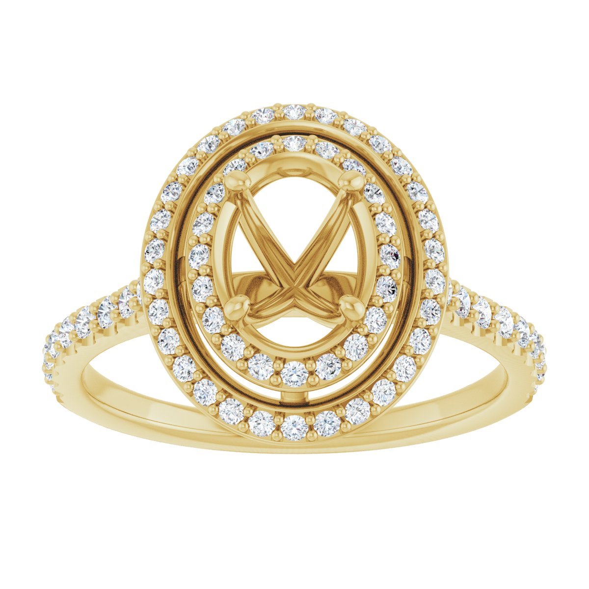 Oval Double Halo-Style Engagement Ring Semi-Mount - gallery - Series 121992