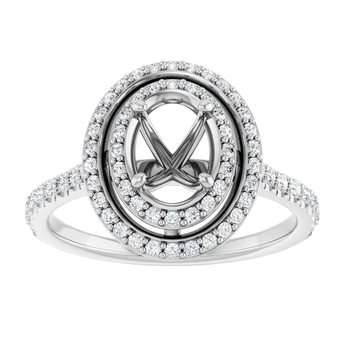 Oval Double Halo-Style Engagement Ring Semi-Mount - gallery - Series 121992