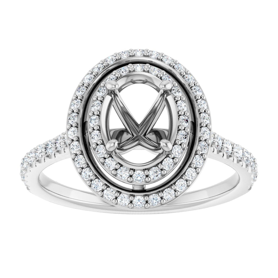 Oval Double Halo-Style Engagement Ring Semi-Mount - gallery - Series 121992