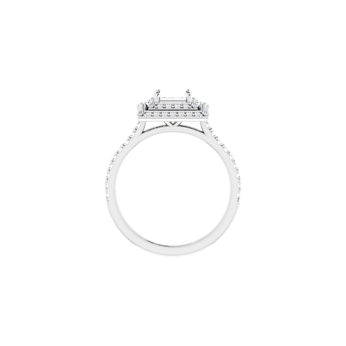 Square Double Halo-Style Engagement Ring Semi-Mount - gallery - Series 121992