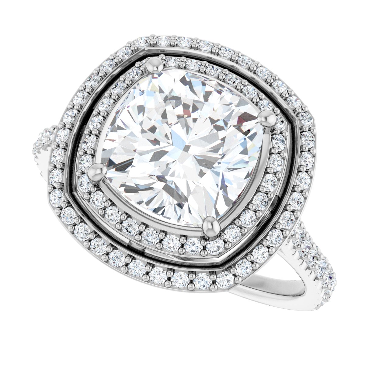 Cushion Double Halo-Style Engagement Ring Semi-Mount - gallery - Series 121992