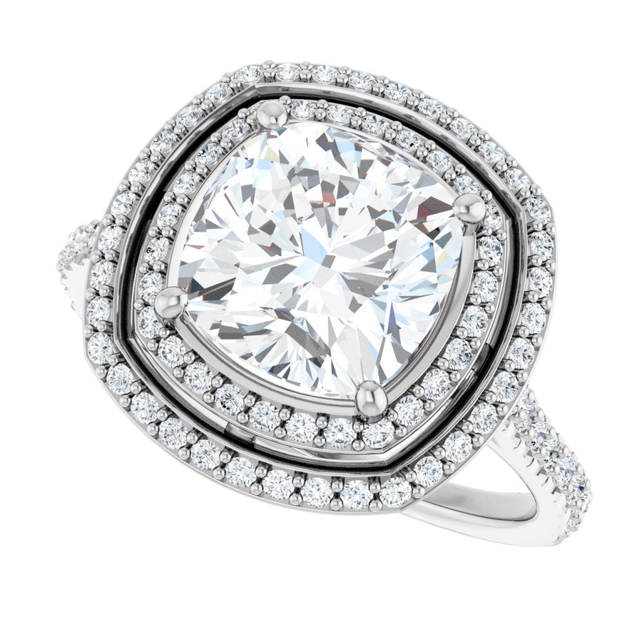 Cushion Double Halo-Style Engagement Ring Semi-Mount - gallery - Series 121992