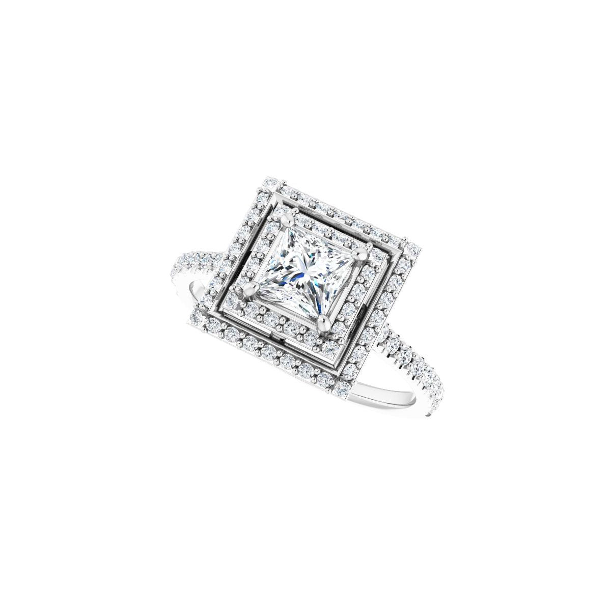 Square Double Halo-Style Engagement Ring Semi-Mount - gallery - Series 121992