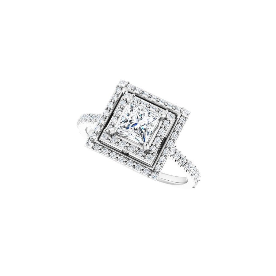 Square Double Halo-Style Engagement Ring Semi-Mount - gallery - Series 121992