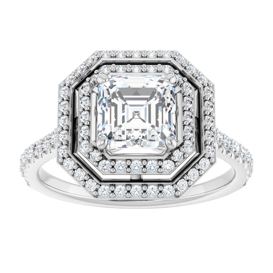 Asscher Double Halo-Style Engagement Ring Semi-Mount - gallery - Series 121992