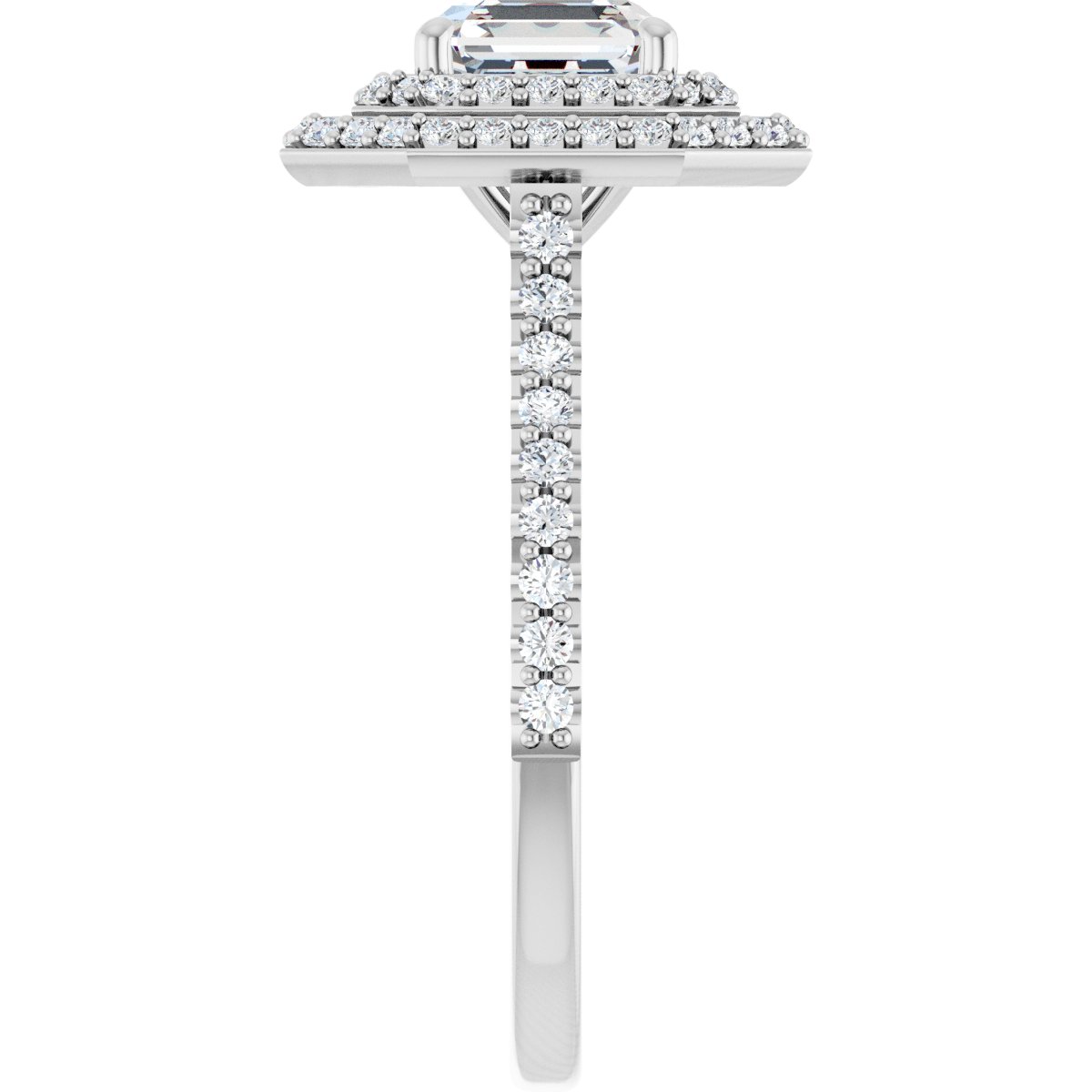 Asscher Double Halo-Style Engagement Ring Semi-Mount - gallery - Series 121992