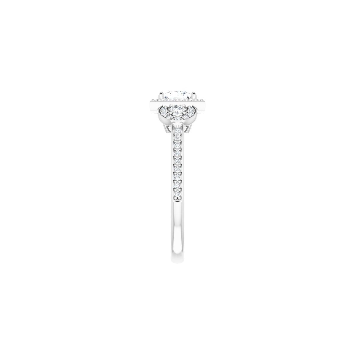 Square Three-Stone Halo-Style Engagement Ring Semi-Mount - gallery - Series 121999