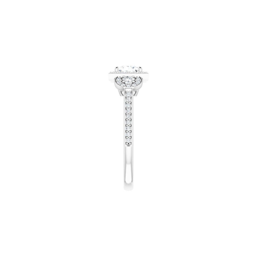 Square Three-Stone Halo-Style Engagement Ring Semi-Mount - gallery - Series 121999