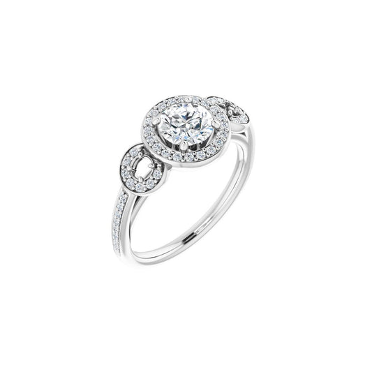 Round Three-Stone Halo-Style Engagement Ring Semi-Mount - gallery - Series 121999