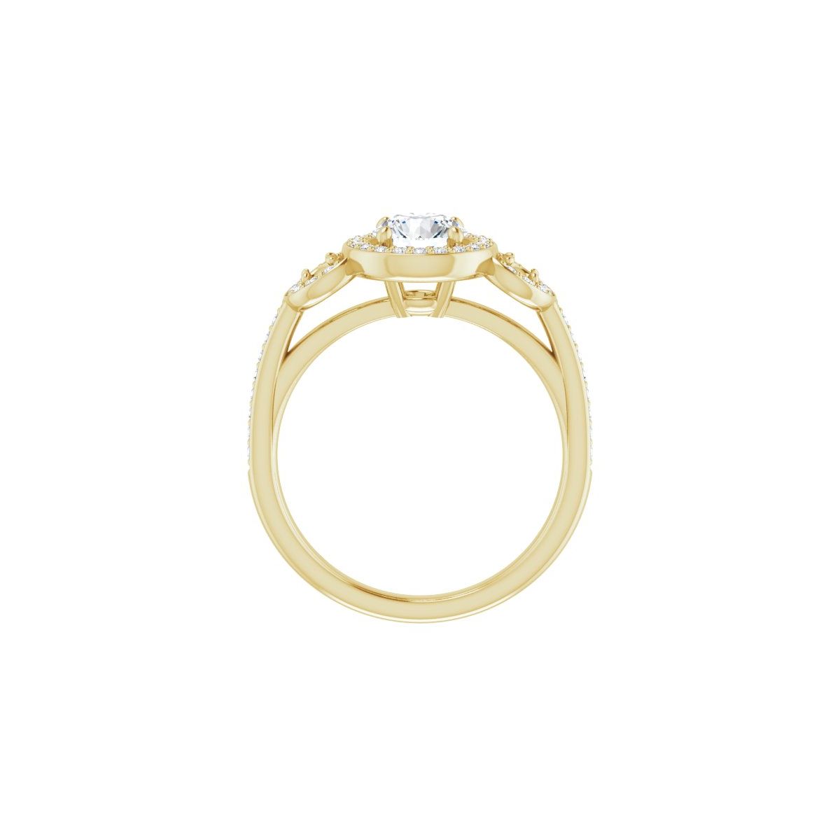 Round Three-Stone Halo-Style Engagement Ring Semi-Mount - gallery - Series 121999