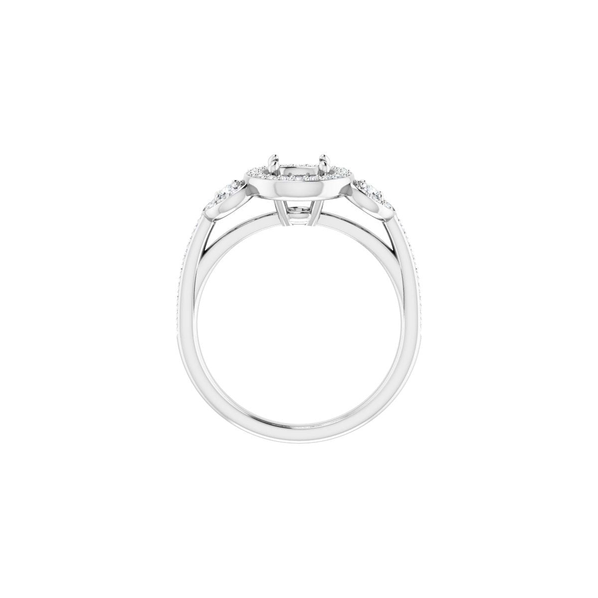 Round Three-Stone Halo-Style Engagement Ring Semi-Mount - gallery - Series 121999
