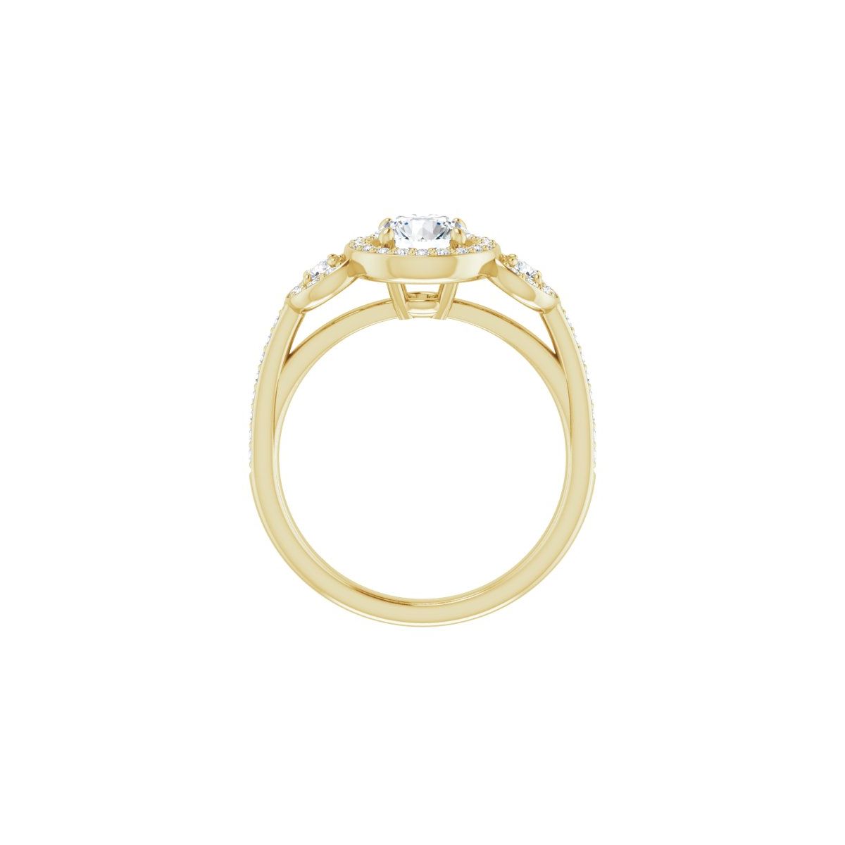 Round Three-Stone Halo-Style Engagement Ring Semi-Mount - gallery - Series 121999