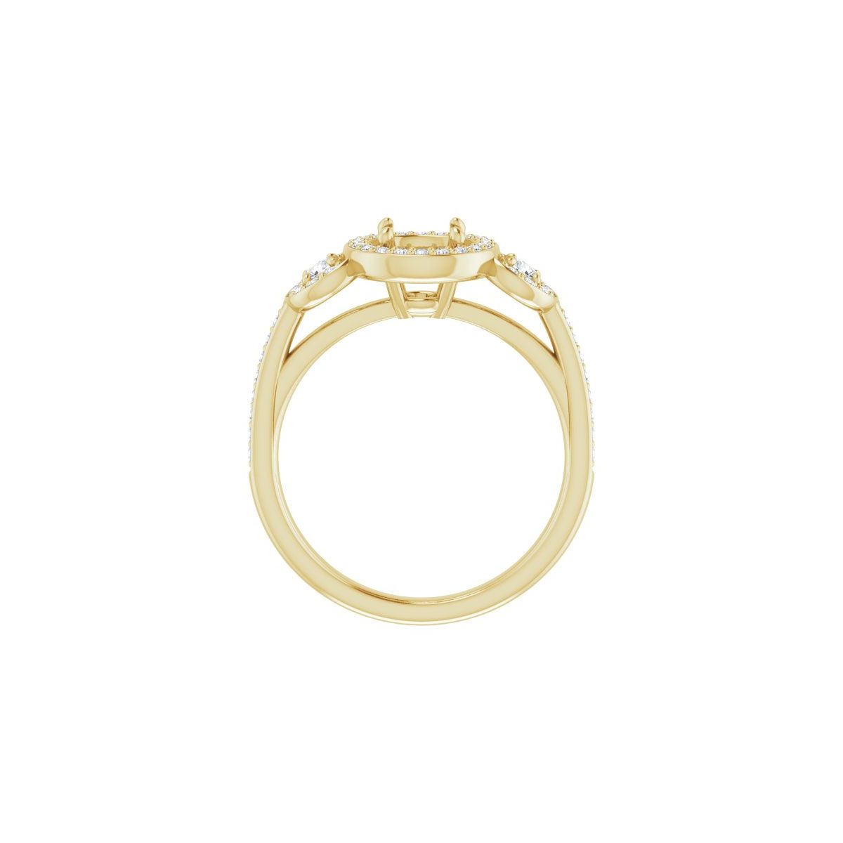 Round Three-Stone Halo-Style Engagement Ring Semi-Mount - gallery - Series 121999