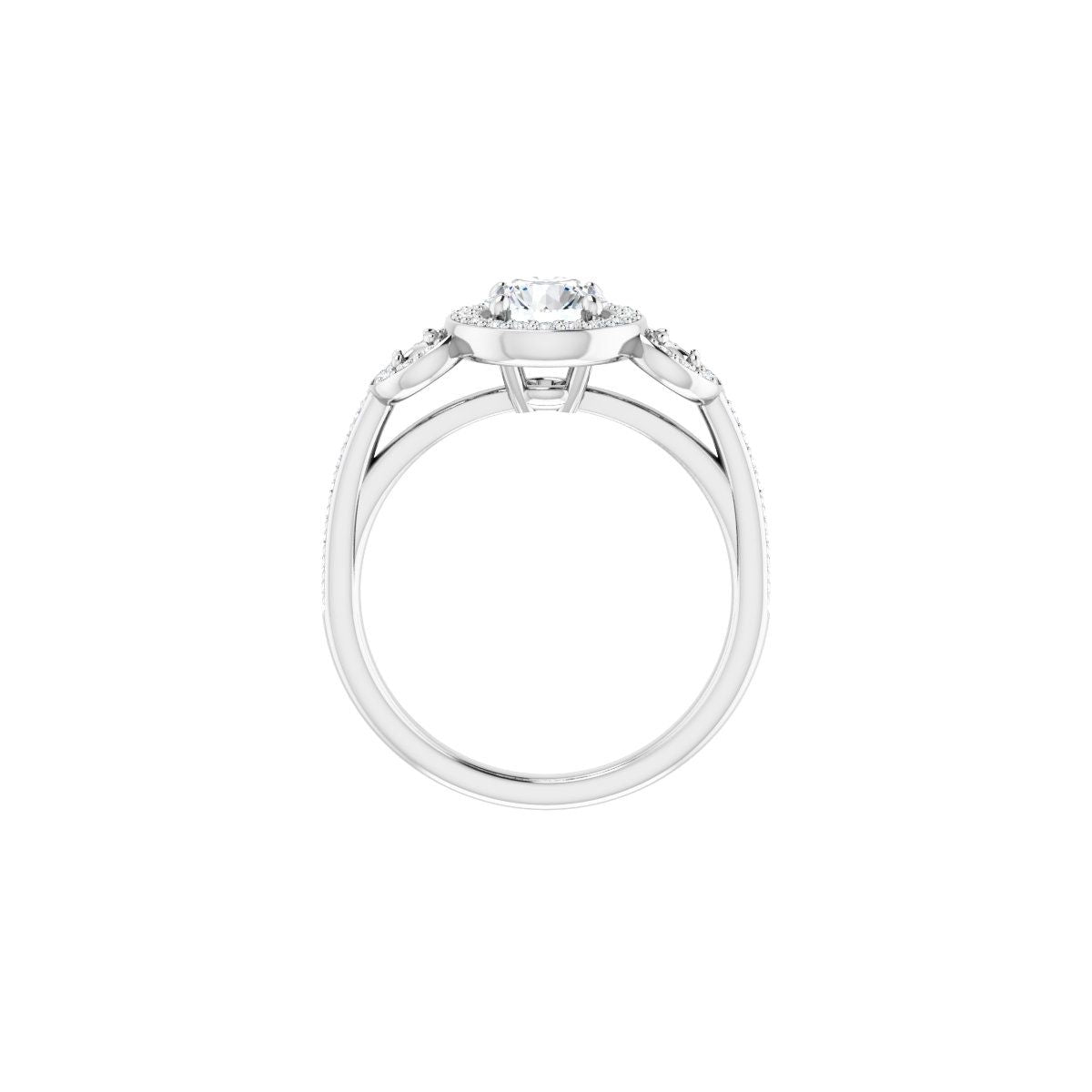 Round Three-Stone Halo-Style Engagement Ring Semi-Mount - gallery - Series 121999
