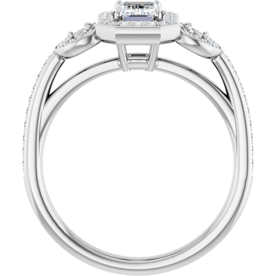 Emerald Three-Stone Halo-Style Engagement Ring Semi-Mount - gallery - Series 121999