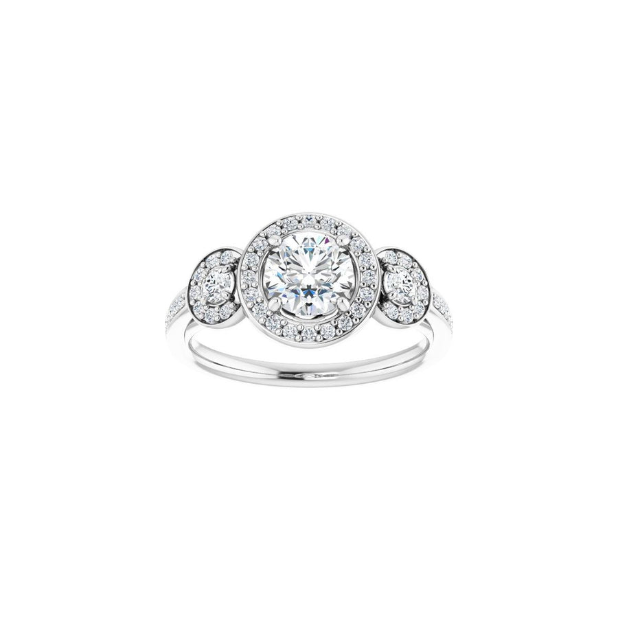 Round Three-Stone Halo-Style Engagement Ring Semi-Mount - gallery - Series 121999