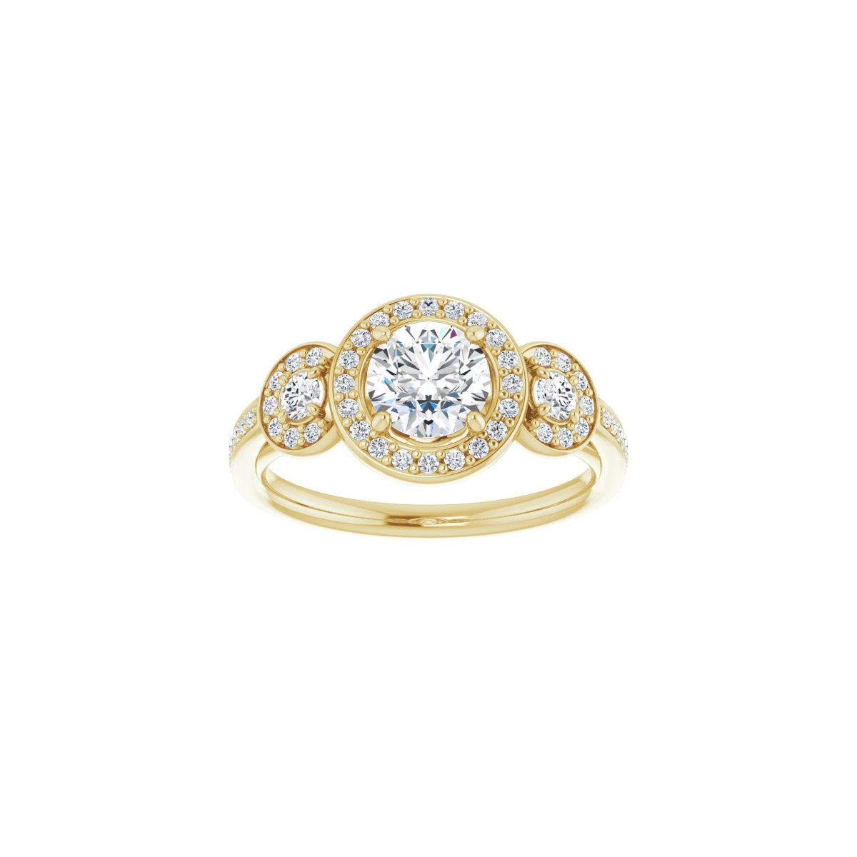 Round Three-Stone Halo-Style Engagement Ring Semi-Mount - gallery - Series 121999