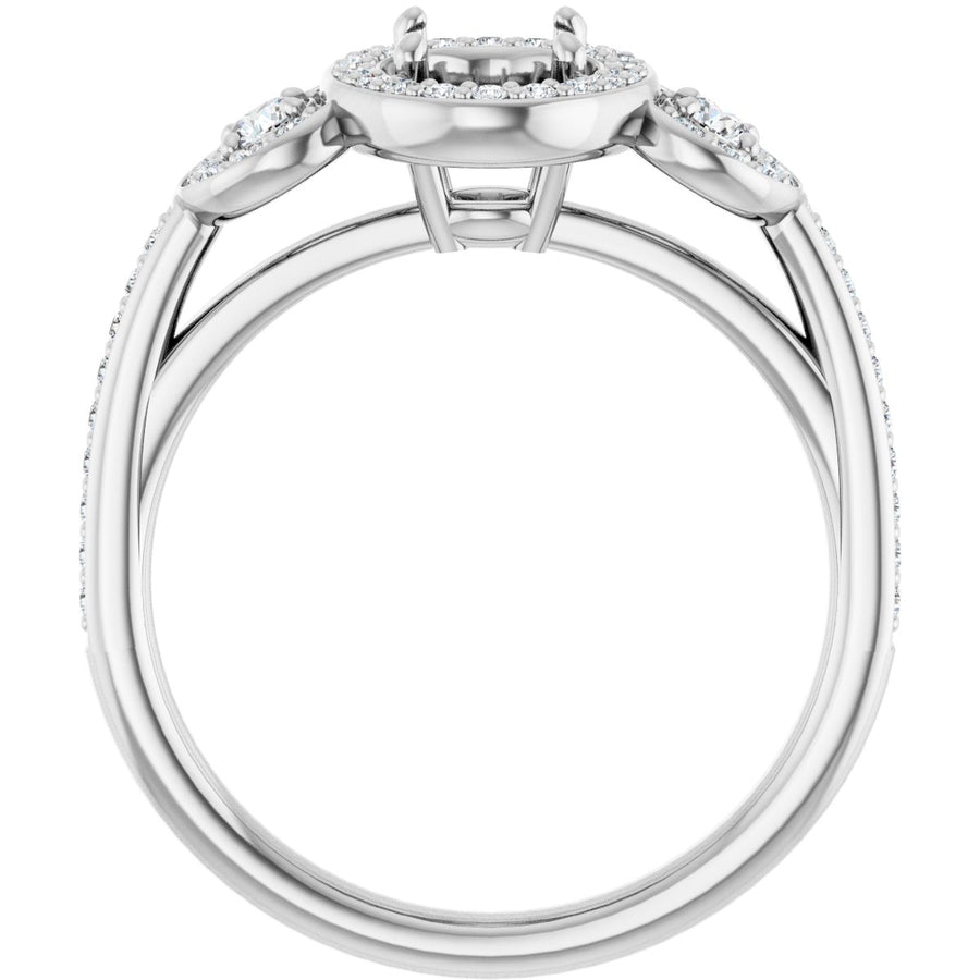 Oval Three-Stone Halo-Style Engagement Ring Semi-Mount - gallery - Series 121999