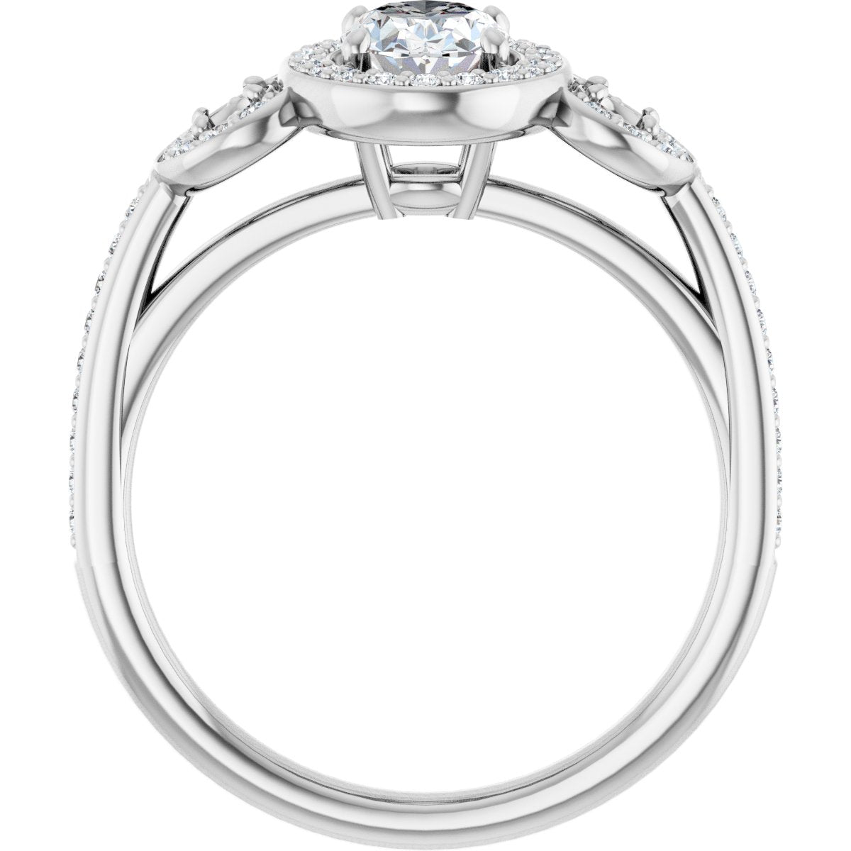 Oval Three-Stone Halo-Style Engagement Ring Semi-Mount - gallery - Series 121999