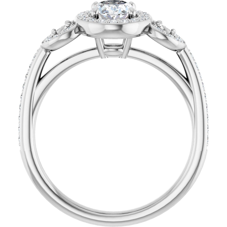 Oval Three-Stone Halo-Style Engagement Ring Semi-Mount - gallery - Series 121999