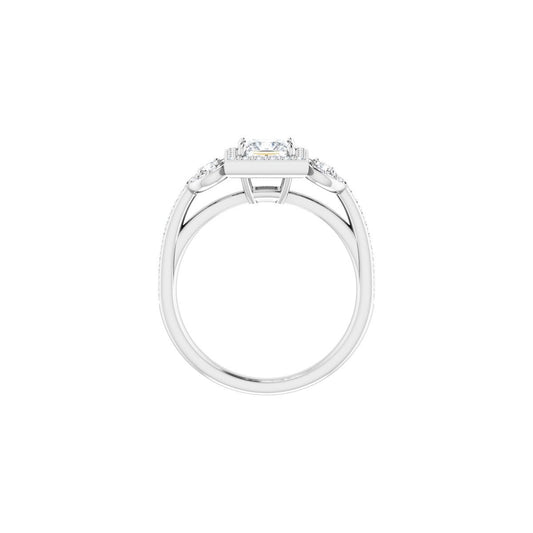 Square Three-Stone Halo-Style Engagement Ring Semi-Mount - gallery - Series 121999