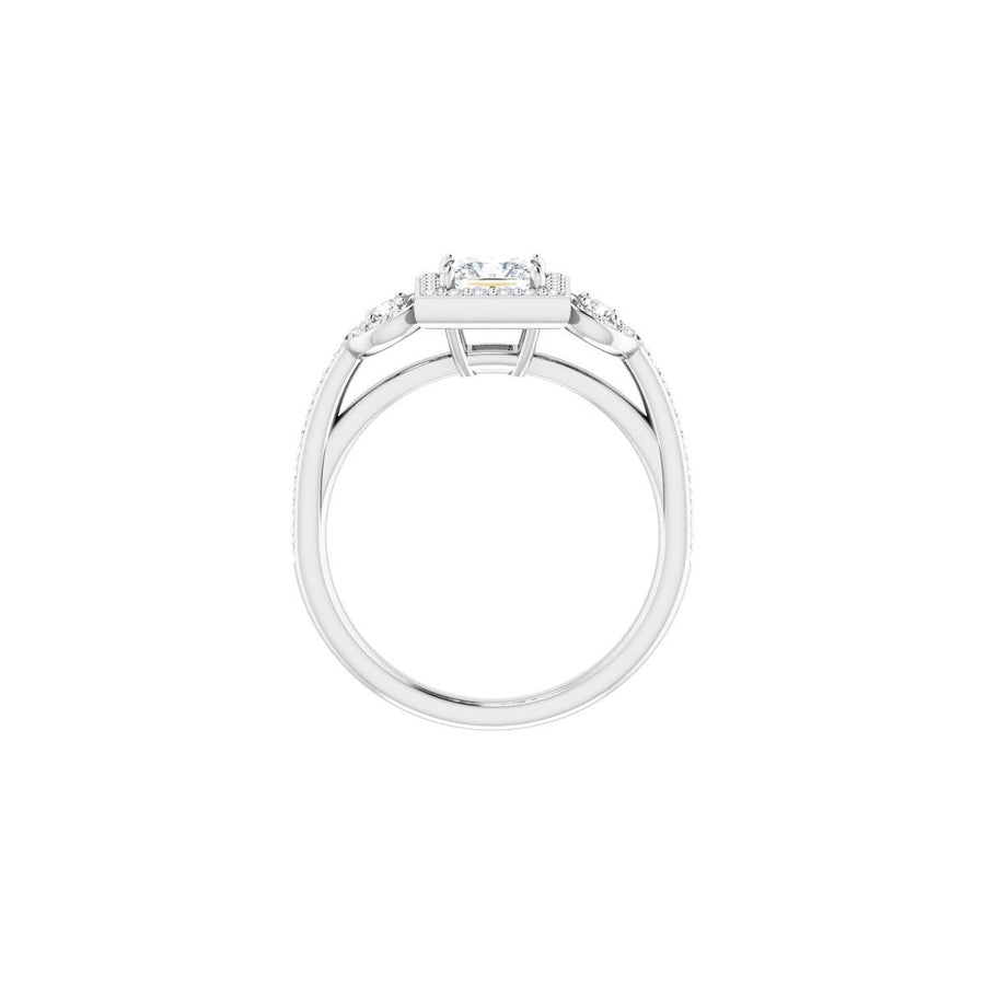 Square Three-Stone Halo-Style Engagement Ring Semi-Mount - gallery - Series 121999
