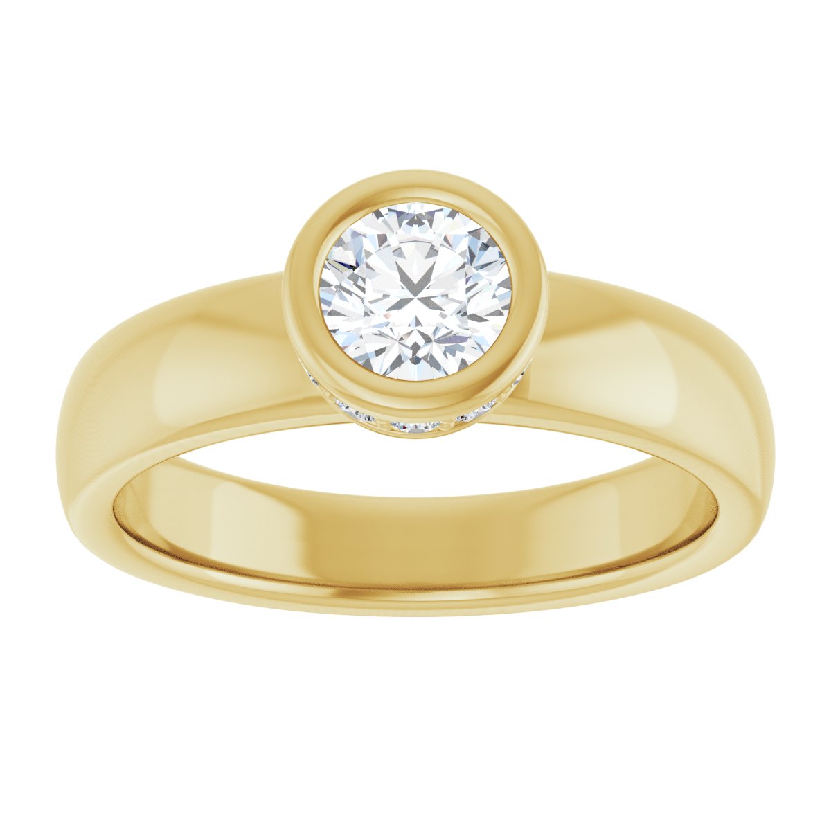 Round Bezel-Set Hidden Halo-Style Engagement Ring Semi-Mount - gallery - Series 122043