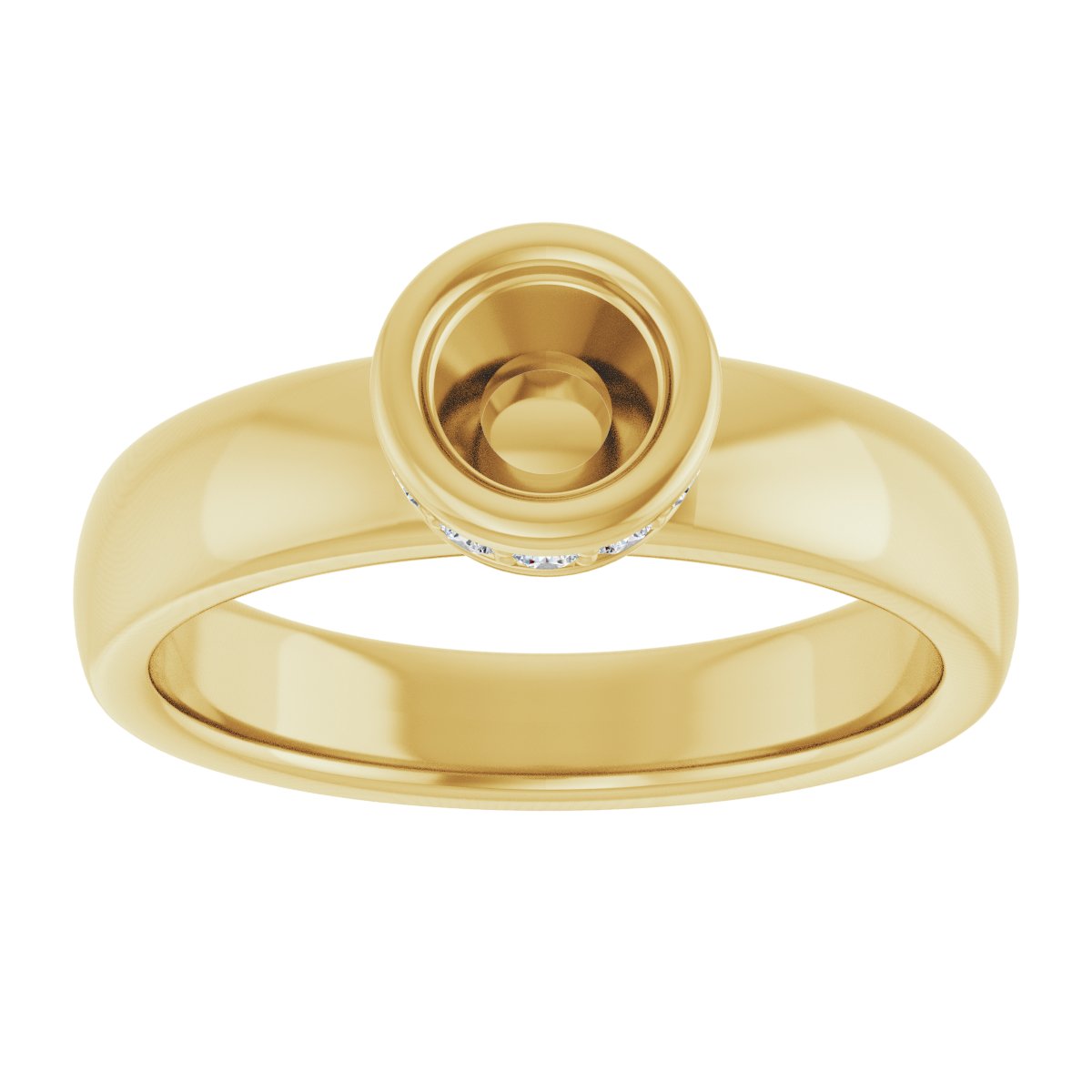 Round Bezel-Set Hidden Halo-Style Engagement Ring Semi-Mount - gallery - Series 122043