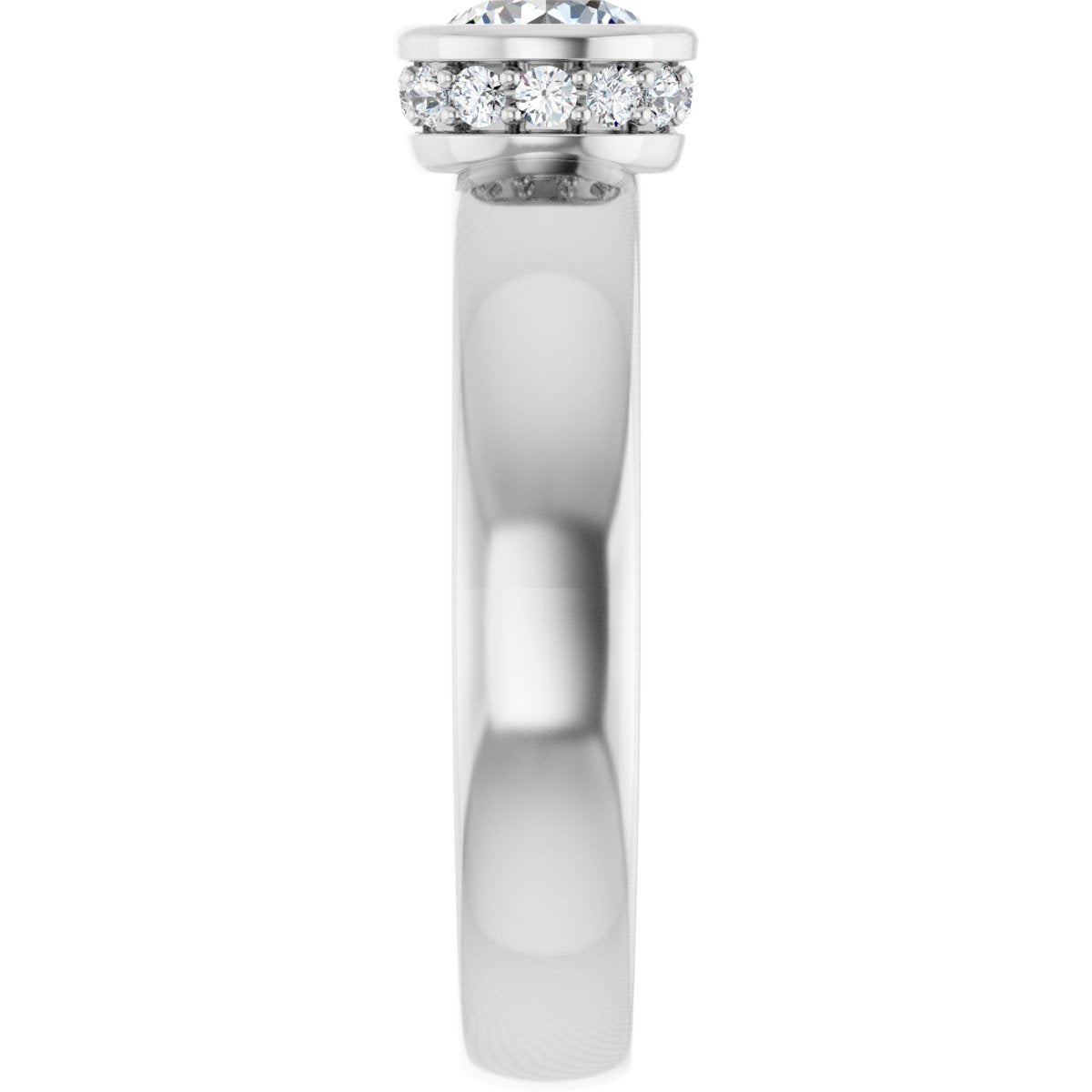 Round Bezel-Set Hidden Halo-Style Engagement Ring Semi-Mount - gallery - Series 122043