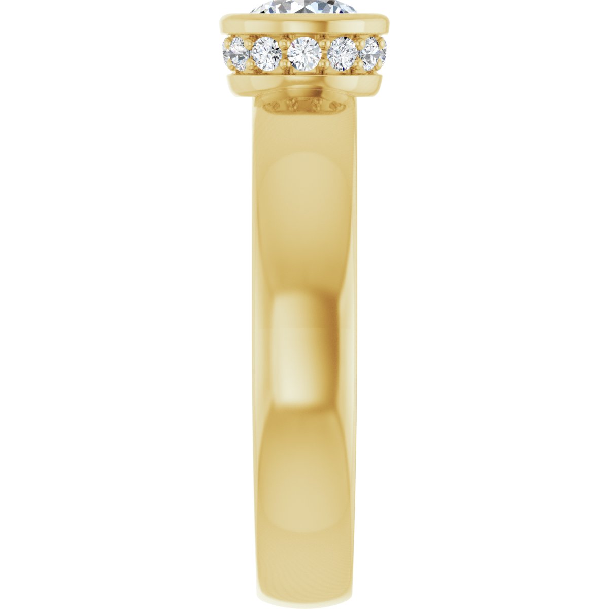 Round Bezel-Set Hidden Halo-Style Engagement Ring Semi-Mount - gallery - Series 122043