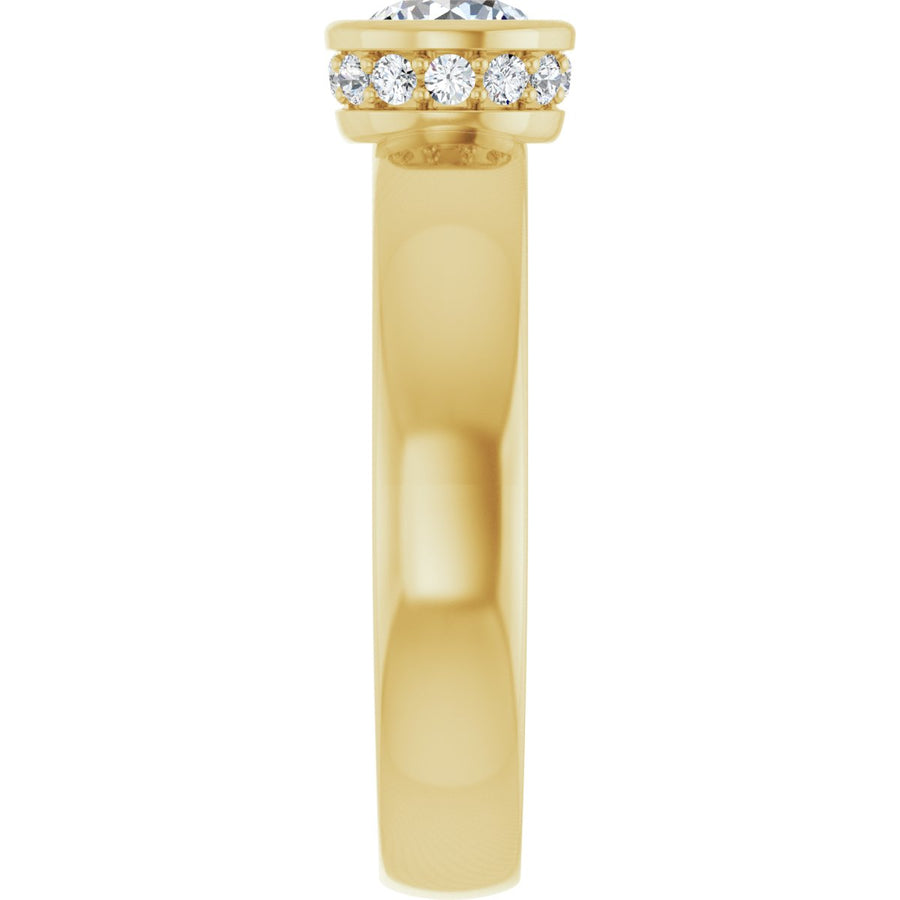 Round Bezel-Set Hidden Halo-Style Engagement Ring Semi-Mount - gallery - Series 122043
