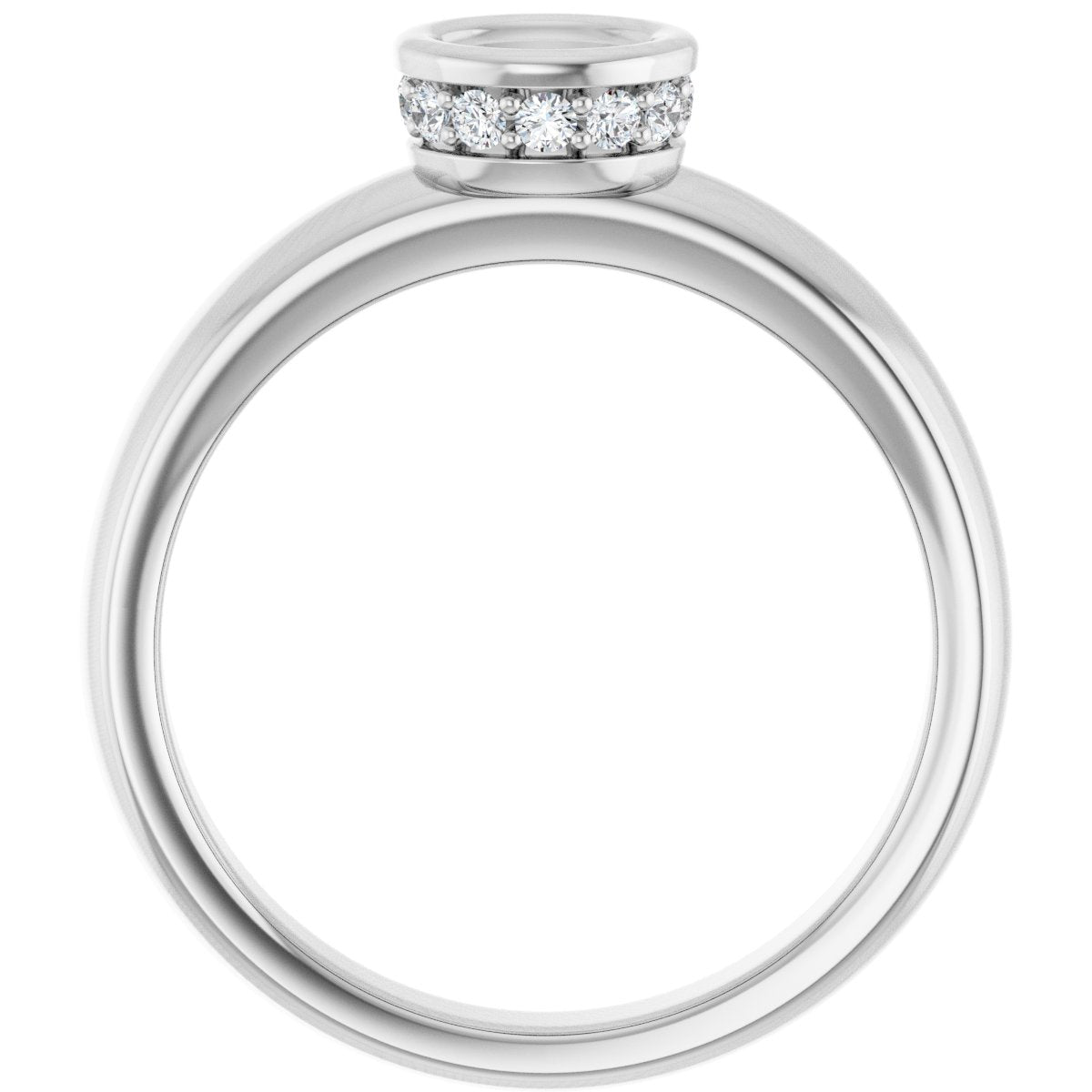 Round Bezel-Set Hidden Halo-Style Engagement Ring Semi-Mount - gallery - Series 122043