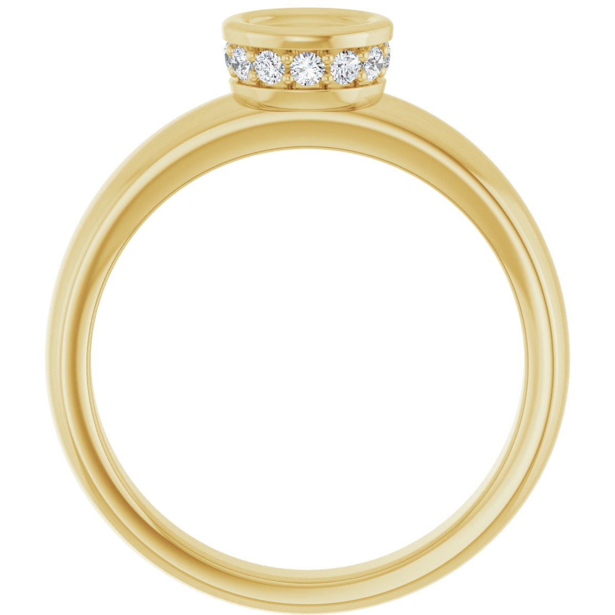 Round Bezel-Set Hidden Halo-Style Engagement Ring Semi-Mount - gallery - Series 122043
