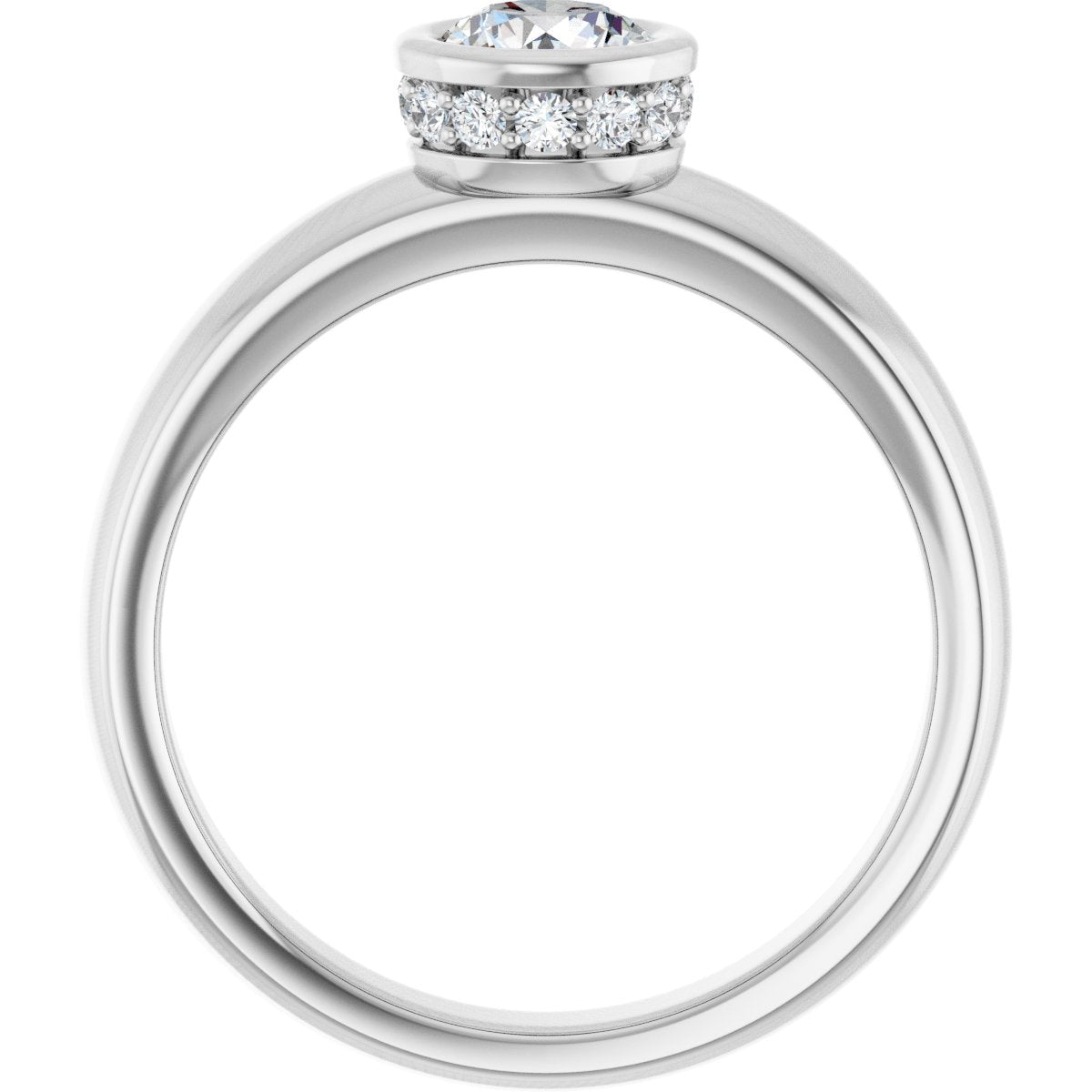 Round Bezel-Set Hidden Halo-Style Engagement Ring Semi-Mount - gallery - Series 122043