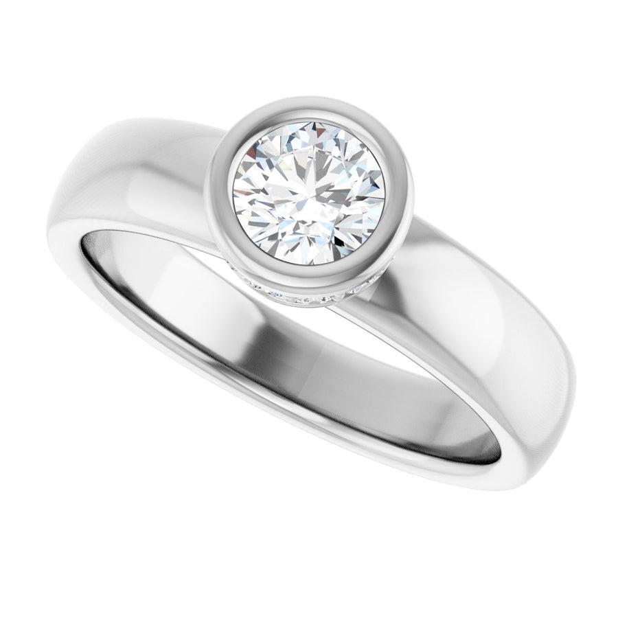 Round Bezel-Set Hidden Halo-Style Engagement Ring Semi-Mount - gallery - Series 122043