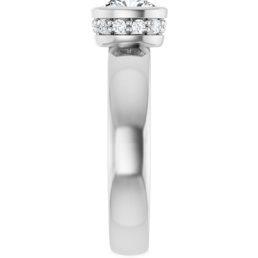 Cushion Bezel-Set Hidden Halo-Style Engagement Ring Semi-Mount - gallery - Series 122043