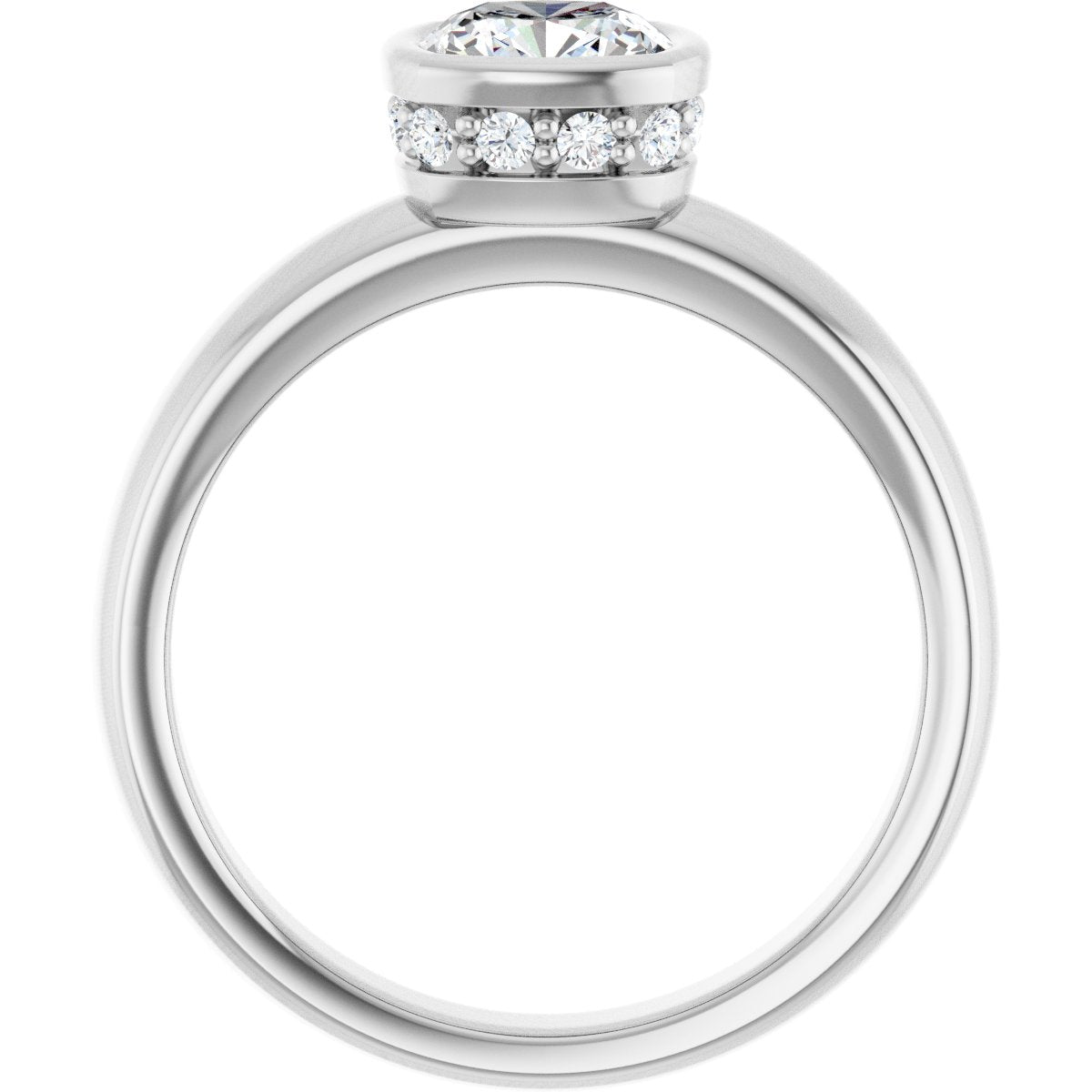 Cushion Bezel-Set Hidden Halo-Style Engagement Ring Semi-Mount - gallery - Series 122043