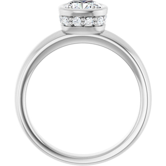 Cushion Bezel-Set Hidden Halo-Style Engagement Ring Semi-Mount - gallery - Series 122043
