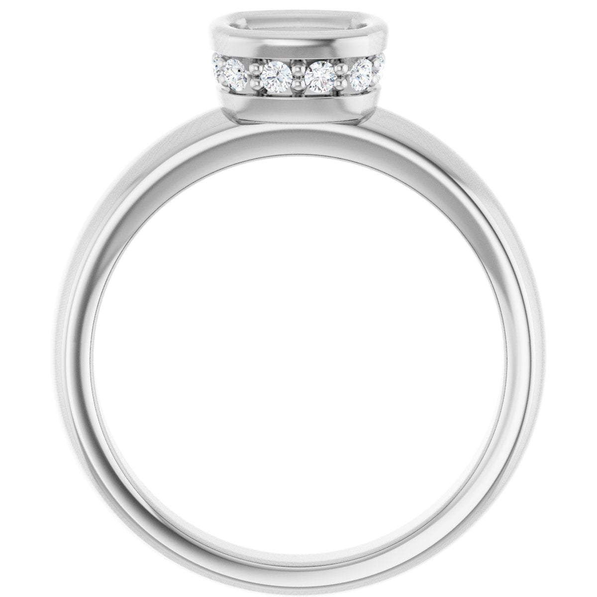 Cushion Bezel-Set Hidden Halo-Style Engagement Ring Semi-Mount - gallery - Series 122043
