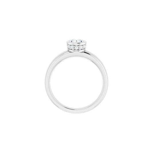Oval Bezel-Set Hidden Halo-Style Engagement Ring Semi-Mount - gallery - Series 122043