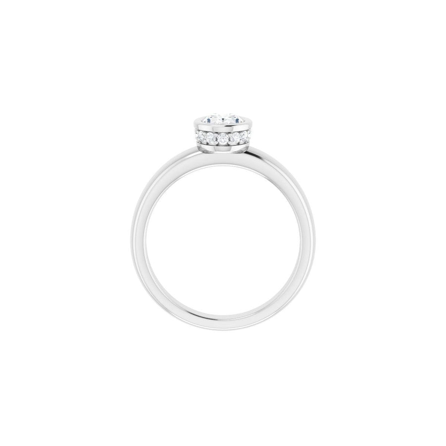 Oval Bezel-Set Hidden Halo-Style Engagement Ring Semi-Mount - gallery - Series 122043