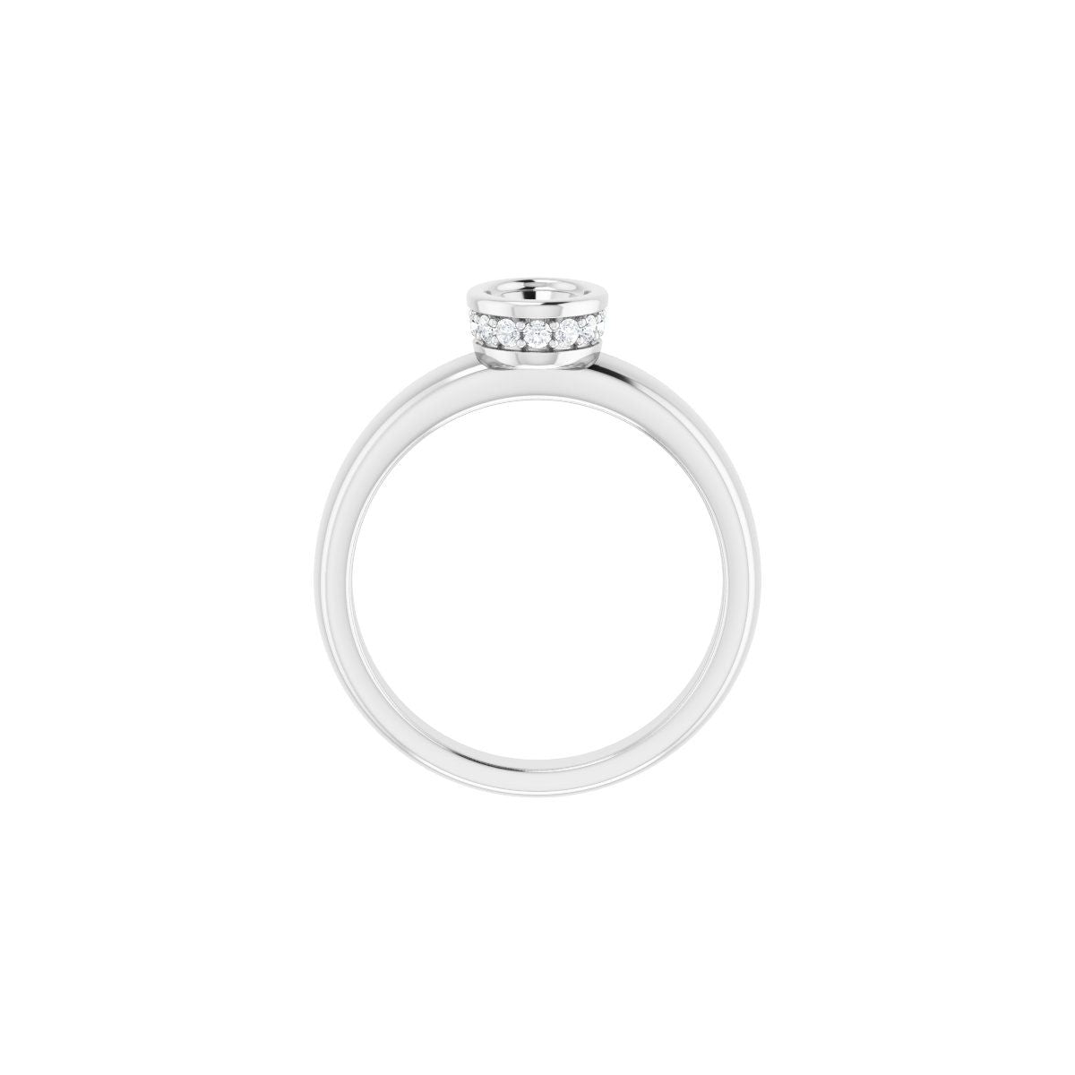 Oval Bezel-Set Hidden Halo-Style Engagement Ring Semi-Mount - gallery - Series 122043