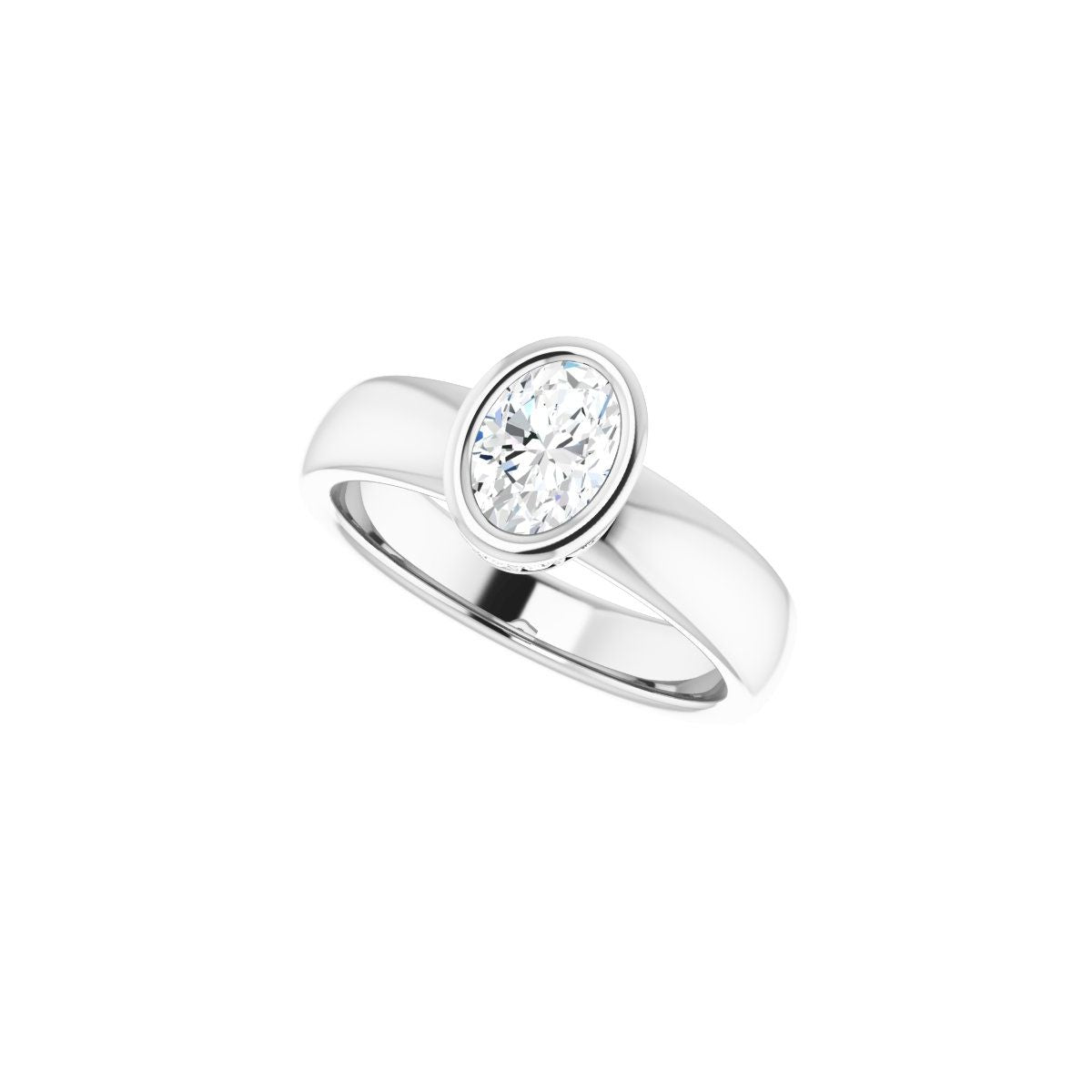 Oval Bezel-Set Hidden Halo-Style Engagement Ring Semi-Mount - gallery - Series 122043