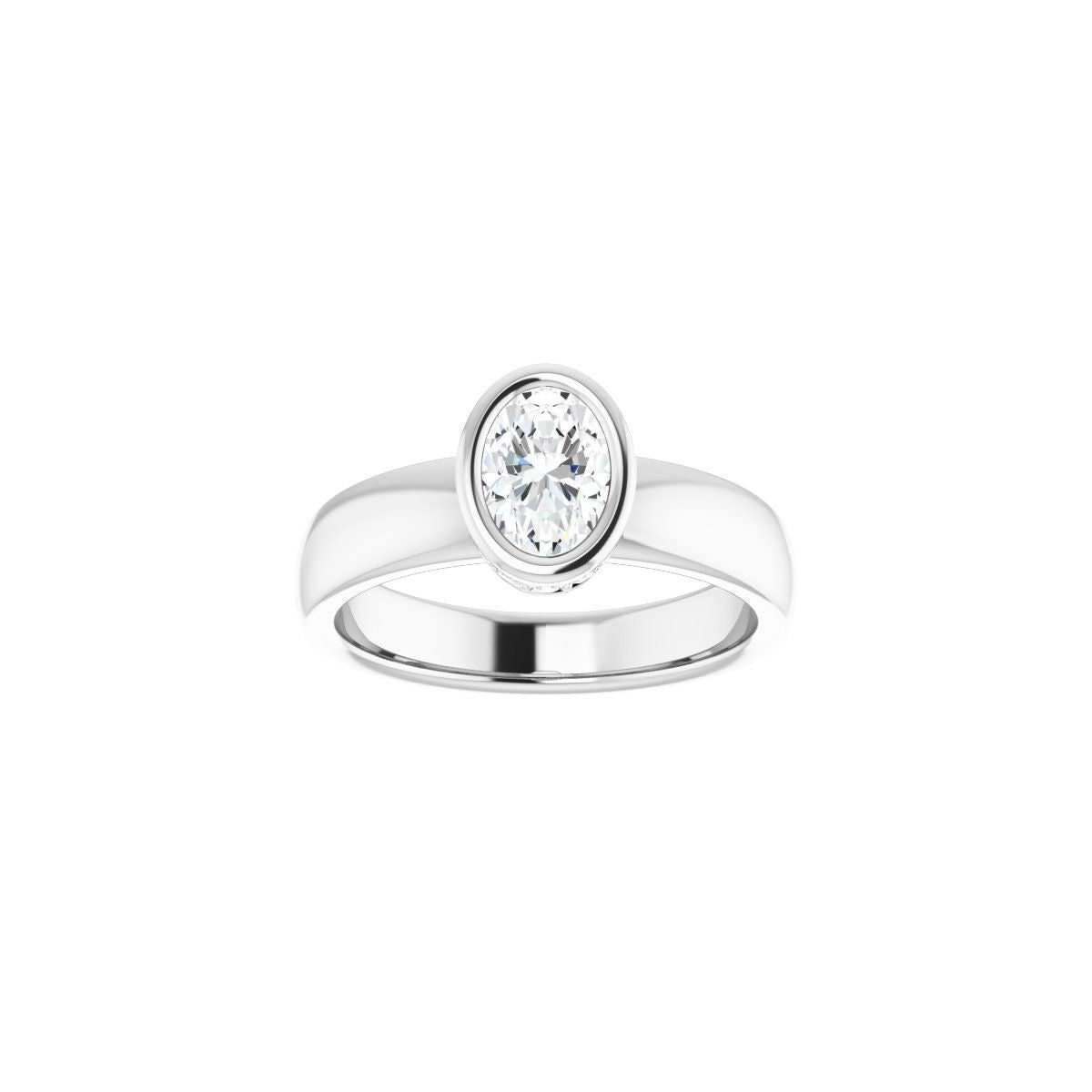 Oval Bezel-Set Hidden Halo-Style Engagement Ring Semi-Mount - gallery - Series 122043