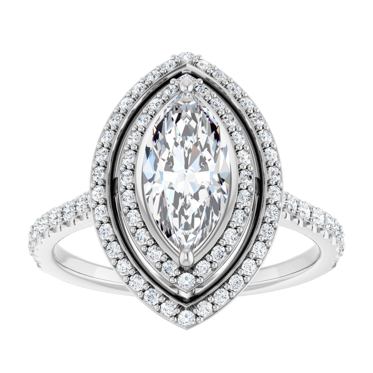 Marquise Double Halo-Style Engagement Ring Semi-Mount - gallery - Series 121992