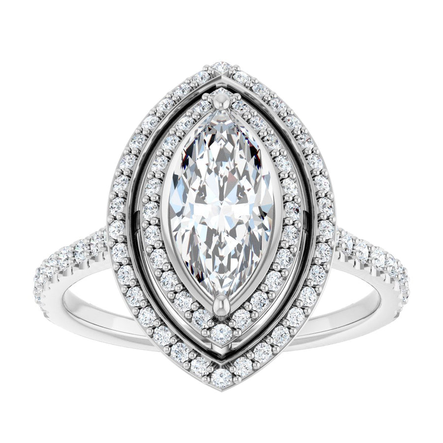 Marquise Double Halo-Style Engagement Ring Semi-Mount - gallery - Series 121992
