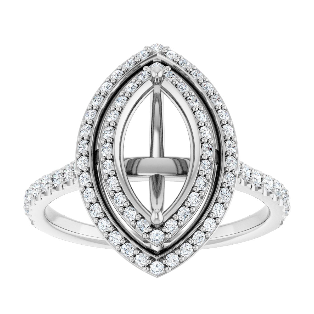 Marquise Double Halo-Style Engagement Ring Semi-Mount - gallery - Series 121992