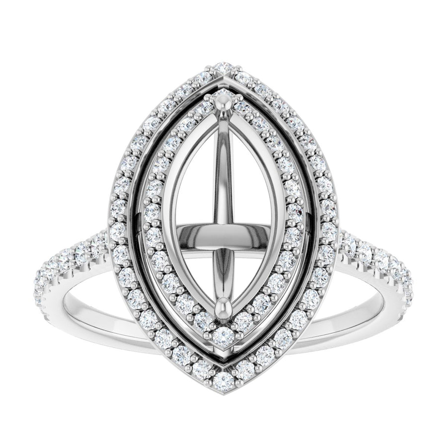 Marquise Double Halo-Style Engagement Ring Semi-Mount - gallery - Series 121992